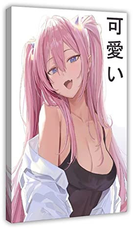 Kawaii Anime Girl Anime Poster Leinwand Poster Wandkunst Dekor Druck Bild Gemälde für Wohnzimmer Schlafzimmer Dekoration Rahmenstil 50 x 75 cm