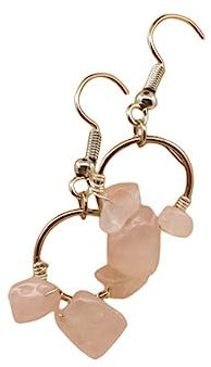 CuLtP Boho Kies Creolen Anhänger Baumeln Haken Ohrringe Rosenquarz Tropfen Heilung Ohrringe Reiki Balance Kristall Ohrringe Edelstein Yoga Schmuck Für Frauen Mädchen Geschenk