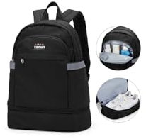 SZLX Sportrucksack für Frauen mit Schuhfach und Nasstasche Faltbarer Handgepäckrucksack Großer Reise-Laptop-Rucksack Wasserdichter Freizeitrucksack Sportrucksack Sporttasche für Schwimmen Yoga Schwarz