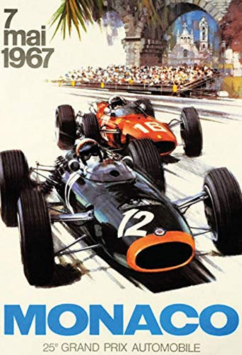 Ontrada Blechschild 30x40cm gewölbt Grand Prix Monaco 1967 Auto Rennen Retro Schild