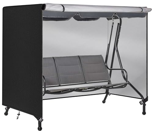 KRRRSJDJ Hollywoodschaukel Abdeckung Wasserdicht,(215×160×170cm) Gartenschaukel Schutzhülle Winddicht,Hollywood Swing Abdeckplane mit Kordelzug und Verstellbare Schnallen,420D Oxford-Stoff (Schwarz)
