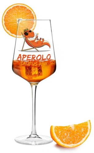 GRAVURZEILE Leonardo Aperol Glas mit UV-Druck - Aperolo Saufus Rex - Personalisiert mit Namen - Geschenkidee für Aperol Spritz & Cocktail Liebhaber - Weinglas für Sangria & Lillet - Farbe: Puccini