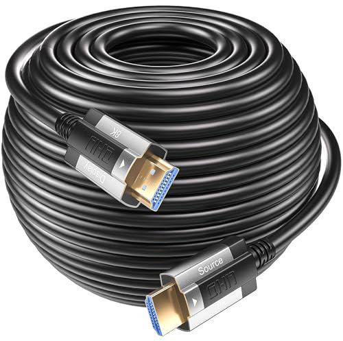 Siwket 8K HDMI Glasfaserkabel 15M, Optisch HDMI 2.1 Kabel 48Gbps Ultra High Speed 8K@60Hz 4K@120Hz Dynamic HDR eARC HDCP 2.2&2.3 für HDTV/Projektor/Heimkino/TV-Box