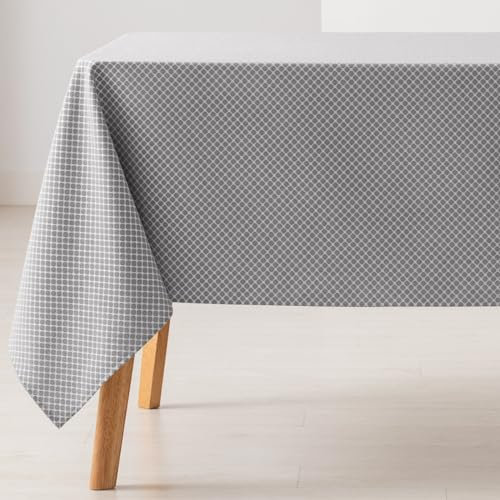 GAMUSI Tischdecke, schmutzabweisend, rechteckig, kleine Rauten, glatt, Jacquard, wasserdicht, 140 x 240 cm, Stoff, Hellgrau