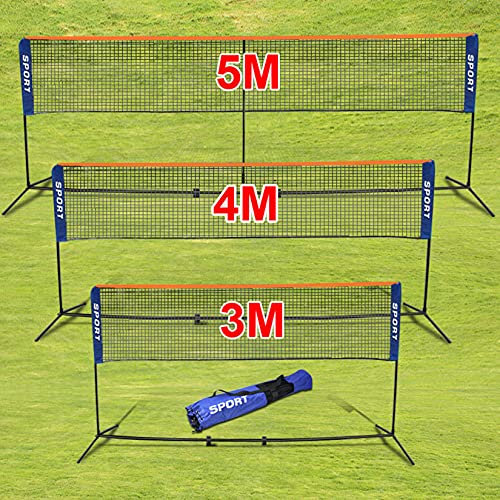 Badmintonnetz, 3M/4M/5M verstellbares faltbares Badminton-Tennis-Volleyballnetz mit Ständer-Tragetasche, für Indoor-Strandsportarten im Freien, 10 Fuß