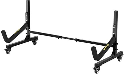 Bonnlo Kayak Stand Freestanding Storage Rack for Kayak Canoe Boat Paddle Board SUP Surfboard for Indoor Outdoor Garage, Shed, Dock with Lockable Wheels Wide Adjustable