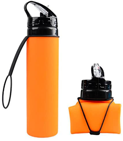 ZUOZUIYQ Outdoor-Flaschen, 600 ml, Silikon, für Reisen, Sport, flexibel, faltbar, faltbares Trinkgeschirr mit Flasche (Farbe: D, Größe: 600 ml)