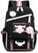 Roffatide Anime Cinnamoroll Print Business Casual Laptop Schultern Rucksack Reise Wandern Daypacks Rucksack 17 Zoll Schwarz (mit niedlichen Anhängern)