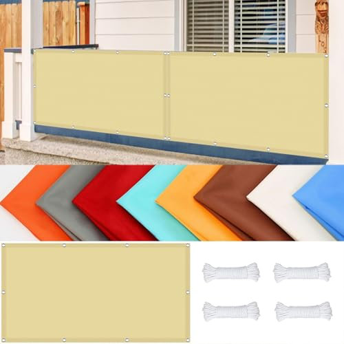 Brise Vue Balcon 160 x 575 cm UV Résistant, Vent Protection Revêtement et Pare Vue de Balcon Au Vent, Résistance à La Déchirure pour Balcon Jardin Patio Terrasse, Couleur Crème