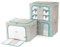 LIVIVO Set of 3 Foldable Fabric Storage Boxes with Steel Frame, 66L Capacity, Grey with Green Zip, Clear Windows, Label Holders, Ideal for Underbed and Wardrobe Organisation