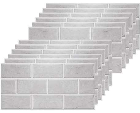 12 Piezas Cenefa Adhesiva Cocina, Azulejos Adhesivos Cocina, Vinilo Cocina, Vinilo Adhesivo pared Adecuado para Cocinas, Baños, Arte Mural y Decoración de Interiores(Gris)