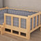 forestalk Large Grey Dog Bed, High Sided Elevated Pet Couch Bed For Big Medium Small Dogs, Wooden Anti Chew Frame Stairs Sofa With Warm Tartan Liner