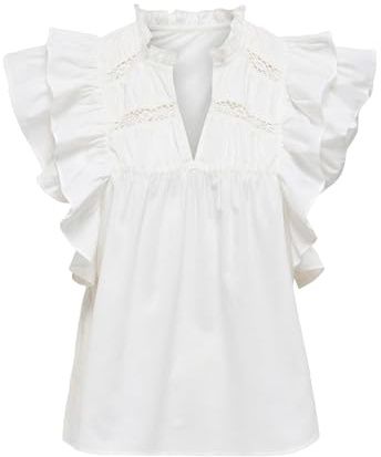 ONLY Damen Female Top Stoponlsunny Top Top Mit V-Ausschnitt Und Kurzen Ärmeln Und Rüschen (1er Pack)