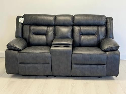 Nova Electric Recliner 2 Seater Sofa With Cupholders - USB Charging Ports - Elephant Grey - Leather Sofa (2 Seater)