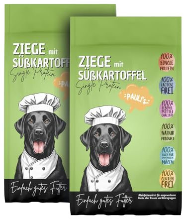 PAULI's Trockenfutter Die Lösung Ziege & Süßkartoffel für Hunde| Naturprodukt, Single Protein| hoch verträglich| speziell bei Allergien/Unverträglichkeiten| Getreidefrei| 2 x 5Kg