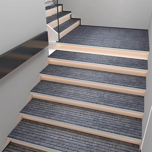 Grau,30x120cm,4 Stück Stufenmatten Treppenmatten,rutschfeste Innentreppe Stufenmatten Rechteckig,Treppenschutz Matte,für Kinder,Ältere Menschen,Haustiere