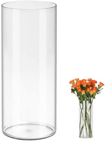 QEEYON Acrylic Cylinder Vase 30cm Tall Large Thickened Plastic Vase for Flowers Floral Arrangement for Centerpieces Living Room, Kitchen, Office, Wedding (30 x 12cm)