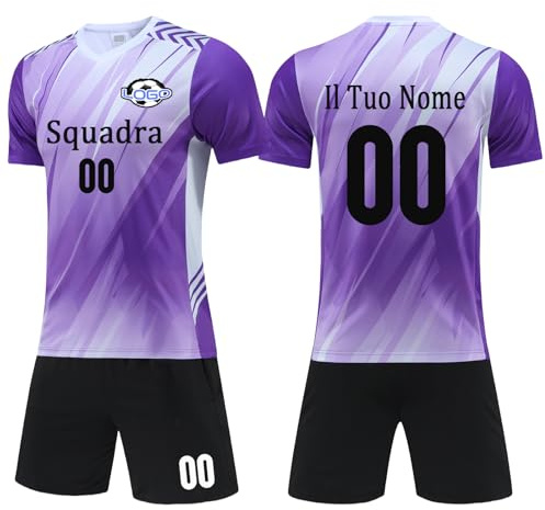 OXOQAQ Completo Calcio Personalizzabile per Adulti e Bambini, Maglie e Pantaloni, Maglie da Calcio Allenamento per Uomo, Set Divise Calcio