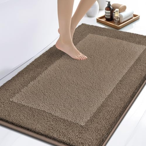 DOMUSTEX Badezimmerteppich 76 X 116 cm, Badematte rutschfest, Badteppich Waschbar, Badvorleger für Dusche, Badewanne und Fußboden