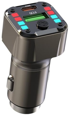 Tuxxjzm USB C Kfz-Ladeadapter – 50 W Typ C Doppel-Port-Ladegerät, Power-Block, Stecker-Ladeadapter mit bunten Lichtern für mehrere Geräte