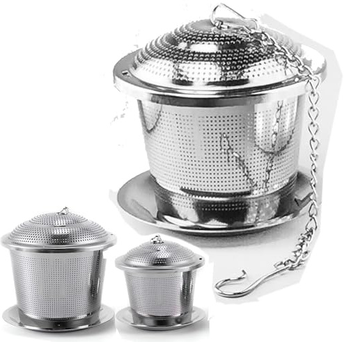 Loose Leaf Tea Infuser (Set of 2) Ultra Fine Tea Strainer for Loose Leaf Tea Filter Tea Ball infusers for Loose Tea with Hook -Stainless Steel Tea Steeper for a Superior Brewing,