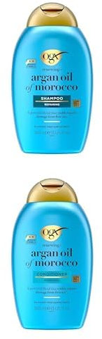 OGX Argan Oil of Morocco Shampoo & Conditioner (385 ml), regenerierend mit Arganöl, repariert Haarschäden sichtbar nach der ersten Anwendung, ideal für trockenes und geschädigtes Haar