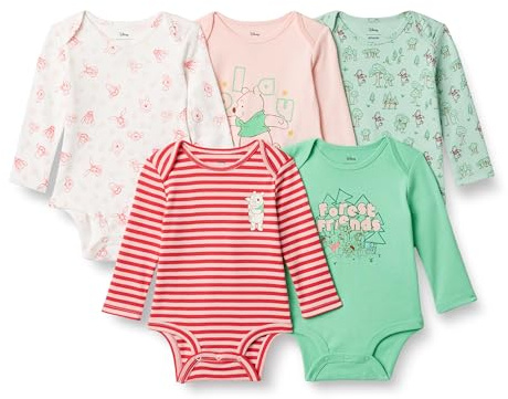 Amazon Essentials Disney | Marvel | Star Wars Unisex Babies' Cotton Knit Long-Sleeve Bodysuits, Pack of 5