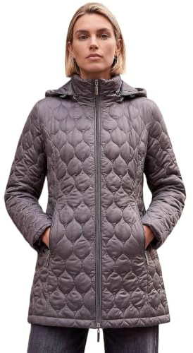 Roman Women Padded Longline Coat with Hood - Ladies Zip Through Autumn Winter Long Length Lightweight Quilted Warm Cosy Everyday Zip Up Casual Jackets Coats