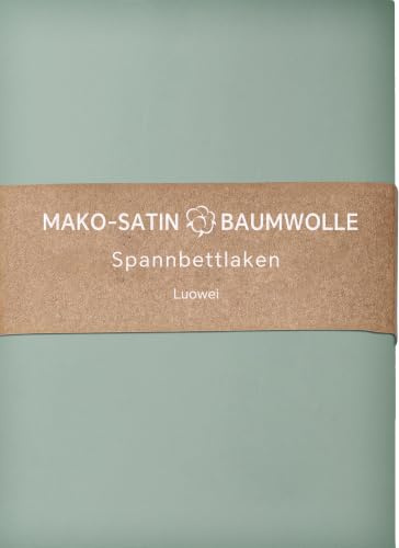 Luowei Mako Satin Spannbettlaken 160x200 cm Baumwoll, Grün, Oeko-TEX | 100% Baumwolle Atmungsaktiv Spannbettlaken Seidig Weich und Kühlend Boxspringbett Spannbetttuch für 25-30CM Hohe Matratzen