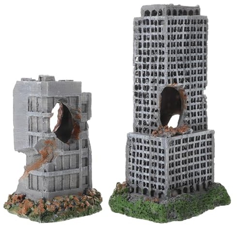 Mipcase 2 Stück Aquarium Ruinenversteck aus Robustem Kunstharz Antike Turm und Felshöhlen Dekoration für Aquarien Realistisches Fischversteck und Urbanes Aquarienmodell
