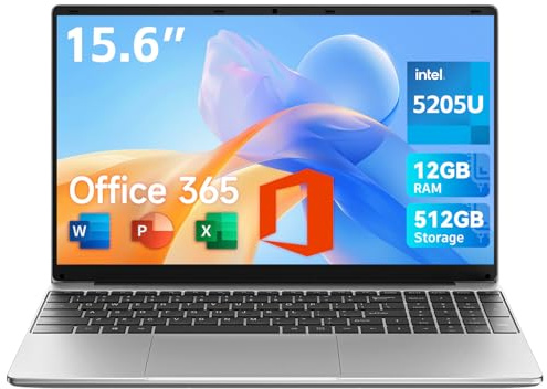 jumper 15.6 inch Laptop with Office 365, 1080 HD Display Laptops, Celeron Processor, Keyboard Film UK, 5000mAh Battery, Suitable for Business and Students 12GB RAM 512GB Storage Notebook, Gray
