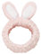 Makeup Stirnbänder für Waschen Gesicht,Dusche,Spa Maske, Frauen Mädchen, Plüsch Stirnband Haarschleife,Elastische Korallen Fleece Haarband, mit Niedlichen Pompons Grau (Rosa Hase)
