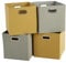 Home Source Cube Storage Boxes, Collapsible Fabric Storage Baskets, Foldable Canvas Organising Boxes, 4 Piece, 2 Grey, 2 Yellow