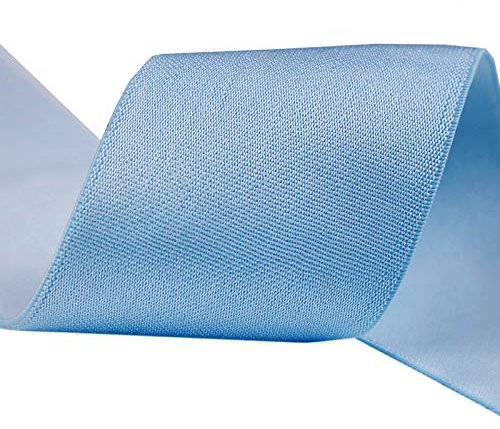 Glanz-Satin Gummiband 2m x 5cm Gummilitze 50mm f. Gürtel Kleider Blusen, Farbe:hellblau