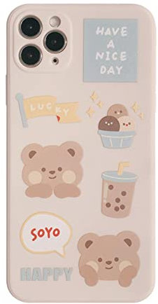 QINS Retro Sweet Bubble Tea Milchtee Bär Handyhülle für Apple iPhone 13 12 11 Pro Max XS MAX XR X 8 Plus 7Plus Hülle Niedliche weiche Hülle