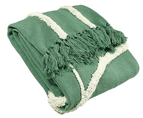furn. Rainbow Tuft Throw, Cotton, Sage,130 x 150cm
