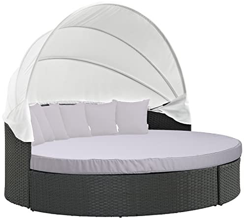 MICTONY Outdoor Daybed Cushion Cover, 66 Replacement Daybed Cover with Elastic Band, Sun Bed Cushion Cover, Outdoor Round Bed Cushion, Cover ONLY (Daybed NOT Included), Grey