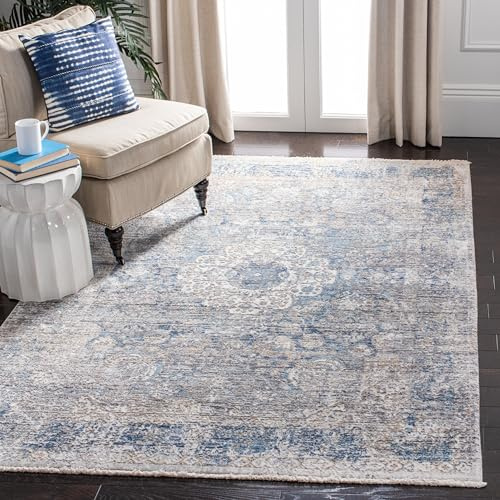 SAFAVIEH Traditionell Teppich für Wohnzimmer, Esszimmer, Schlafzimmer - Dream Collection, Kurzer Flor, Grau und Blau, 183 X 274 cm