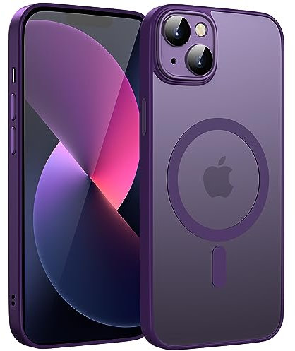 KPPIT Magnetic Case for iPhone 13 6.1-inch Compatible with MagSafe,Translucent Matte Back Camera Lens Full Protect Slim Shockproof Phone Cover(Deep Purple)