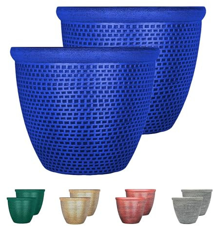 SG Traders 2 x Large Plastic Round Cromarty Plant Pot Flower Pot Planter Garden Decoration 40cm Plant Pot Outdoor Flower Pots Outside Garden Planters Outdoor With Drainage Holes