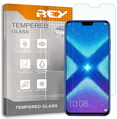 REY 2X Protector de Pantalla para Huawei Honor 8X, Cristal Vidrio Templado Premium