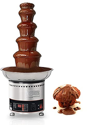 AINITAIFENG Electric 4/5/6/7 Tires Chocolate Fondue Fountain Automatic Chocolate Melter Warmer Heater Chocolate Waterfall Tower for Wedding Graduation Party Restaurant Gift (4 Tier)