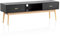 FineBuy Lowboard Schwarz mit Eiche-Dekor 150x50x40 cm TV-Kommode Modern, Design TV-Schrank Hoch, Fernsehtisch Fernsehschrank mit Schubladen & Ablagefach, Fernsehkommode Wohnzimmer