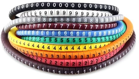 YCLFHOO 500 PCS Wire Cord Cable Marker Set,Wire Numbering Marker 0 to 9 Number,Cable Marker Colorful Tool,PVC Cable Markers,Insulation Marking for Electrical Cord Management Fix Cables