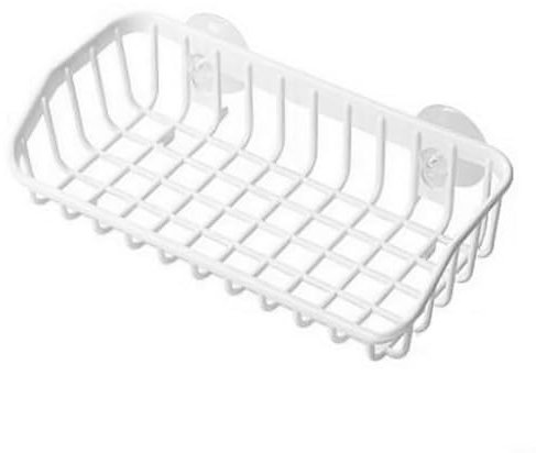 Entgoinggo Étagère pour évier - Double ventouse - Multifonctionnel - Égouttoir à éponge - Support mural pour salle de bain - Blanc