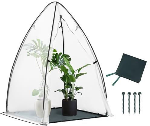 WOLTU Mini Invernadero de Jardín, Exterior para Macetas y Plantas Con Puerta Cremallera, Película Aislante de Burbujas 2 Caras, Felpudo Verde Oscuro, 120x120x180 cm