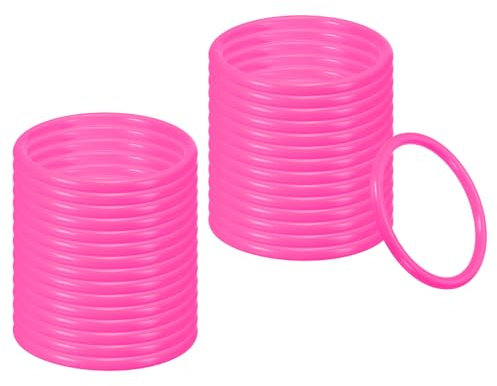 PATIKIL 3,5-Zoll-Plastik-Ringwurf-Ringe für Flaschen, 30er-Pack Karneval-Ringe aus Kunststoff für Geschwindigkeits- und Geschicklichkeitsübungen im Freien, Pink