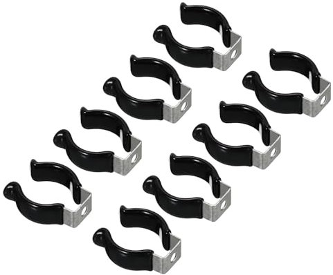 TOP-VIGOR 8Pcs T8 U Clips Holder Bracket for LED Light Bulb Mounting Bracket Support Stainless Steel Fluorescent Tube Holder Pipe Clamps Spring Holder Tool Clips to Prevent Sagging, Black