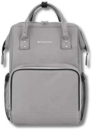 Kikkaboo Wickeltasche Siena, Rucksack, Wickelunterlage, Grifflänge einstellbar grau hellgrau