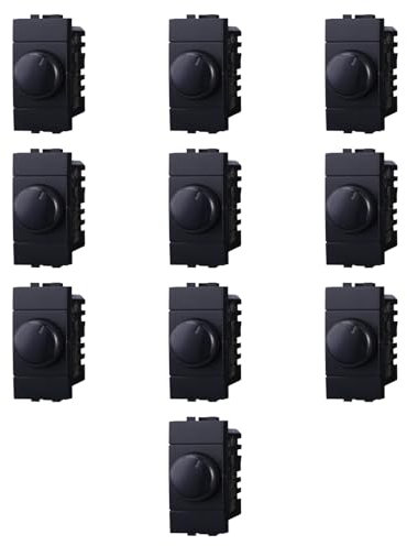 10 MODULI DIMMER, NERO, COMPATIBILE CON BTICINO LIVING, REGOLAZIONE 100W - 1000W, MODULI E FRUTTI 100% COMPATIBILI, MATERIALI DI ALTA QUALITA'